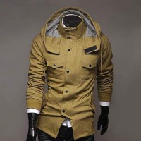 Sweat a capuche Hoodie Veste Men Fashion Gilet Blouson Outwear Homme Khaki